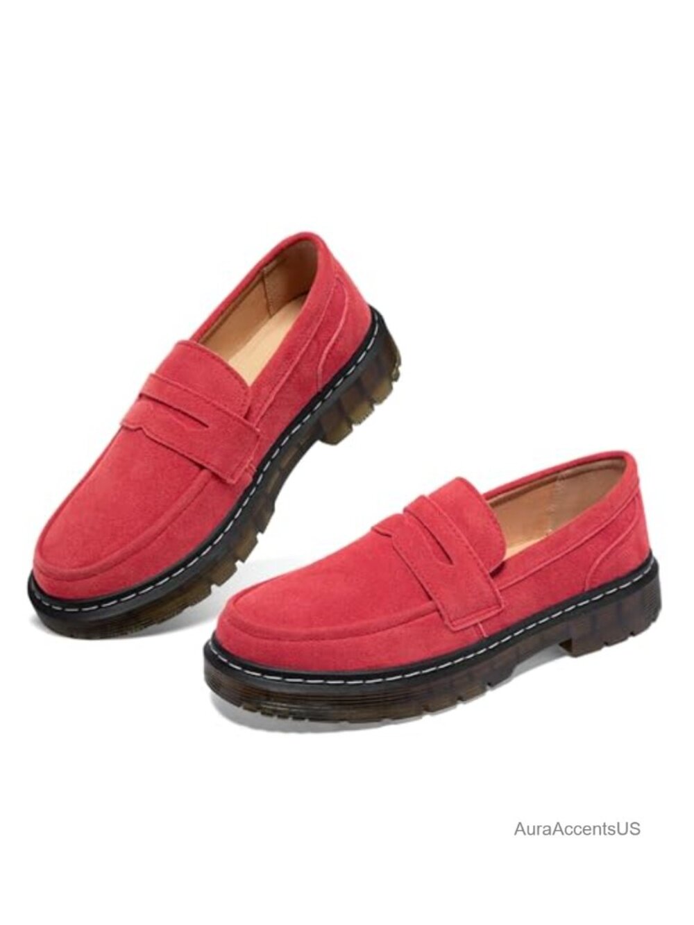 Suede Penny Loafers Comfort Slip-On Mocc Flats for Work Business